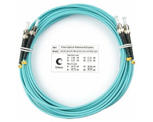 [Cabeus Патч-корды волоконно-оптические, пигтейлы] Cabeus FOP-50-ST-ST-5m Шнур оптический duplex ST-ST 50/125 mm OM3 5м LSZH