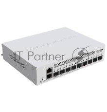 Коммутатор MikroTik Cloud Router Switch CRS310-1G-5S-4S+IN with 800 MHz CPU, 256 MB RAM, 4xSFP+, 5xSFP cages, 1xGBit LAN port, RouterOS L5, desktop case, rackmount ears, PSU