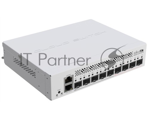Коммутатор MikroTik Cloud Router Switch CRS310-1G-5S-4S+IN with 800 MHz CPU, 256 MB RAM, 4xSFP+, 5xSFP cages, 1xGBit LAN port, RouterOS L5, desktop case, rackmount ears, PSU