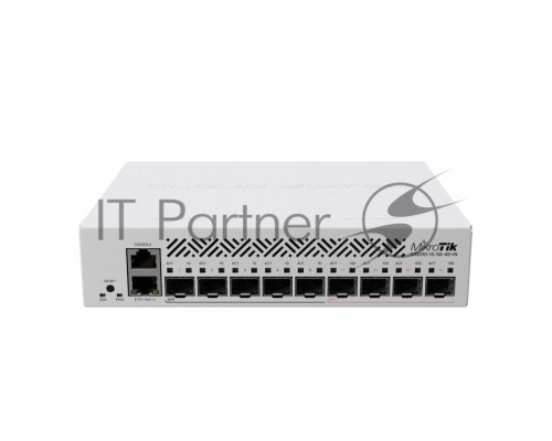 Коммутатор MikroTik Cloud Router Switch CRS310-1G-5S-4S+IN with 800 MHz CPU, 256 MB RAM, 4xSFP+, 5xSFP cages, 1xGBit LAN port, RouterOS L5, desktop case, rackmount ears, PSU