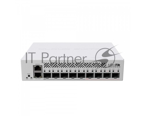 Коммутатор MikroTik Cloud Router Switch CRS310-1G-5S-4S+IN with 800 MHz CPU, 256 MB RAM, 4xSFP+, 5xSFP cages, 1xGBit LAN port, RouterOS L5, desktop case, rackmount ears, PSU
