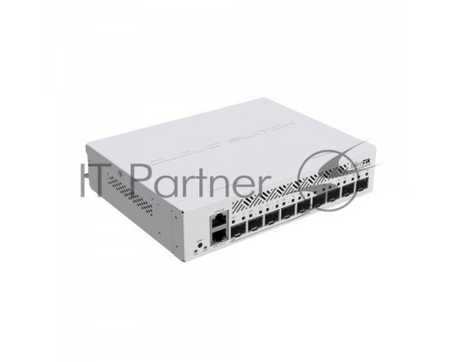 Коммутатор MikroTik Cloud Router Switch CRS310-1G-5S-4S+IN with 800 MHz CPU, 256 MB RAM, 4xSFP+, 5xSFP cages, 1xGBit LAN port, RouterOS L5, desktop case, rackmount ears, PSU
