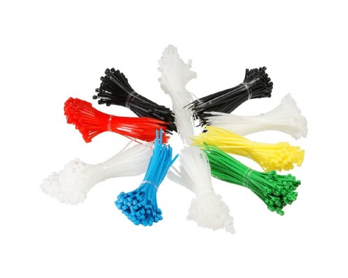 [Cabeus Стяжки, крепежные материалы, маркеры] Cabeus CK-100 Набор стяжек неоткрывающихся, 100x2.5мм, (400 белых + 100 красных + 100 синих + 100 зеленых + 100 желтых + 200 черных) (1000 шт)