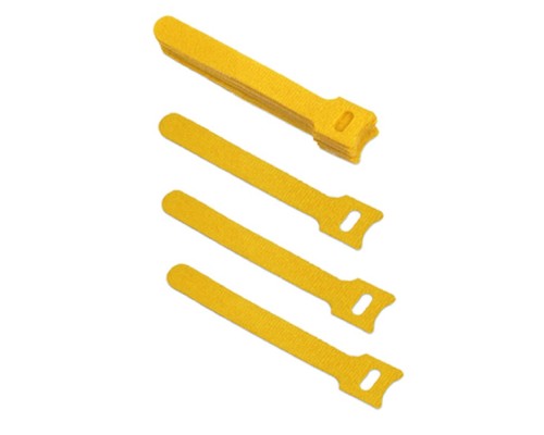 [Cabeus Стяжки, крепежные материалы, маркеры] Cabeus CLAMP-125-YL Хомут для кабеля, липучка с мягкой застежкой, 125x14 мм, желтый (10 шт.)