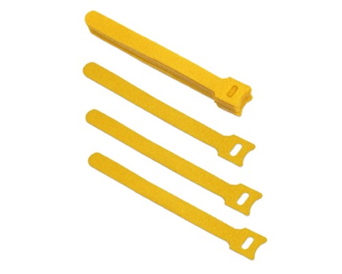 [Cabeus Стяжки, крепежные материалы, маркеры] Cabeus CLAMP-150-YL Хомут для кабеля, липучка с мягкой застежкой, 150x14 мм, желтый (10 шт.)