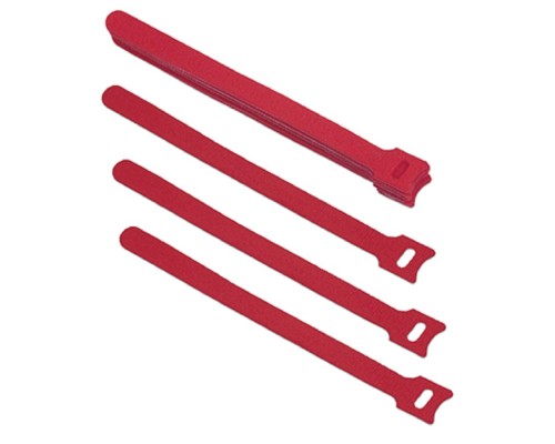 [Cabeus Стяжки, крепежные материалы, маркеры] Cabeus CLAMP-180-RD Хомут для кабеля, липучка с мягкой застежкой, 180x14 мм, красный (10 шт.)