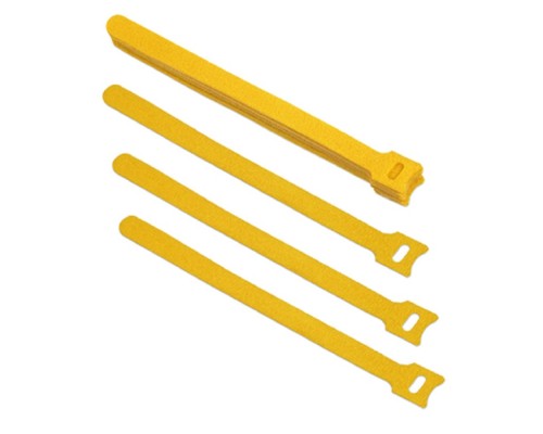 [Cabeus Стяжки, крепежные материалы, маркеры] Cabeus CLAMP-210-YL Хомут для кабеля, липучка с мягкой застежкой, 210x14 мм, желтый (10 шт.)