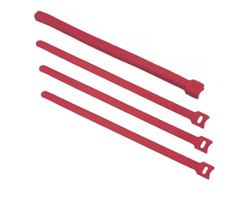 [Cabeus Стяжки, крепежные материалы, маркеры] Cabeus CLAMP-310-RD Хомут для кабеля, липучка с мягкой застежкой, 310x14 мм, красный (10 шт.)