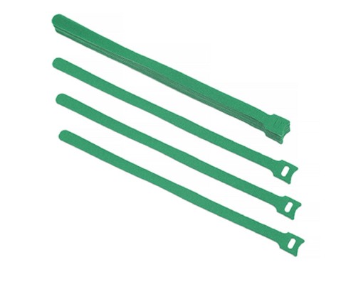 [Cabeus Стяжки, крепежные материалы, маркеры] Cabeus CLAMP-310-GN Хомут для кабеля, липучка с мягкой застежкой, 310x14 мм, зеленый (10 шт.)