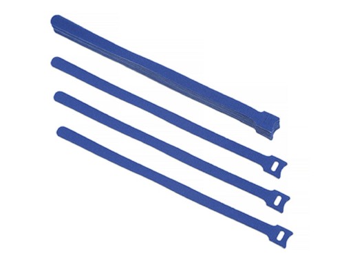 [Cabeus Стяжки, крепежные материалы, маркеры] Cabeus CLAMP-310-BL Хомут для кабеля, липучка с мягкой застежкой, 310x14 мм, синий (10 шт.)