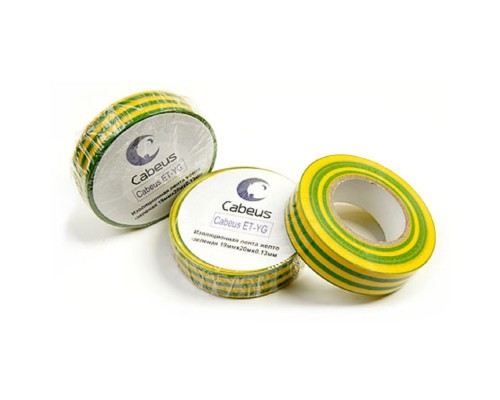 [Cabeus Стяжки, крепежные материалы, маркеры] Cabeus ET-YG Изоляционная лента желто-зеленая 19ммх20мх0.13мм