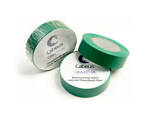 [Cabeus Стяжки, крепежные материалы, маркеры] Cabeus ET-GN Изоляционная лента зеленая 19ммх20мх0.13мм
