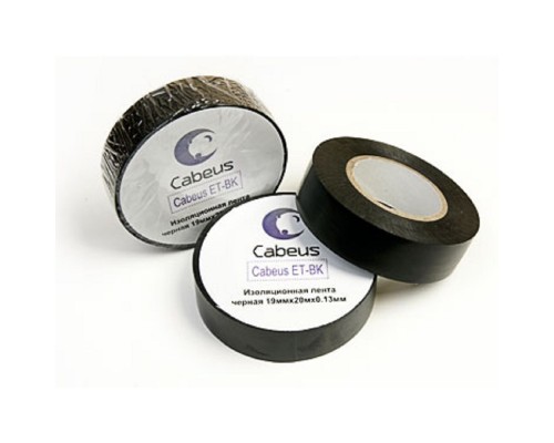 [Cabeus Стяжки, крепежные материалы, маркеры] Cabeus ET-BK Изоляционная лента черная 19ммх20мх0.13мм