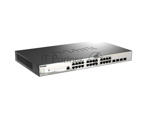Управляемый коммутатор 2 уровня D-Link DGS-1210-28MP/ME/B2A PROJ с 24 портами 10/100/1000Base-T и 4 портами 1000Base-X SFP (24 порта с поддержкой PoE 802.3af/802.3at (30 Вт), PoE-бюджет 370 Вт)