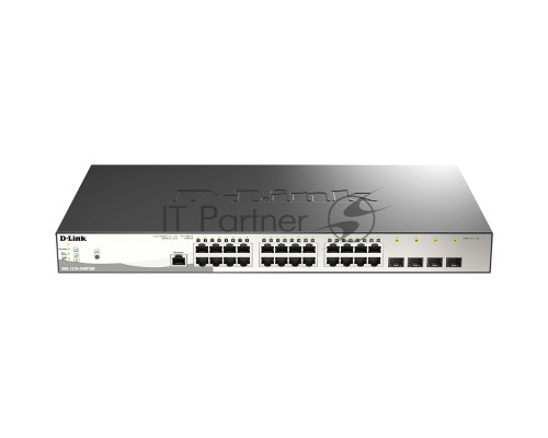 Управляемый коммутатор 2 уровня D-Link DGS-1210-28MP/ME/B2A PROJ с 24 портами 10/100/1000Base-T и 4 портами 1000Base-X SFP (24 порта с поддержкой PoE 802.3af/802.3at (30 Вт), PoE-бюджет 370 Вт)
