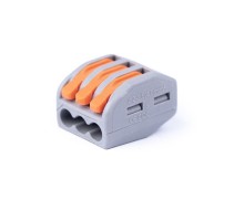 Cabeus PCT-213 Клемма соединительная универсальная 3-х проводная с рычагом 0,08-2,5/4,0 (10шт) (WAGO 222-413)