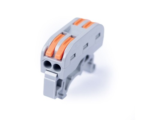 [Cabeus Наконечники и клеммы] Cabeus PCT-222D Клемма соединительная универсальная проходная 2 полюса с рычагом на DIN-рейку 0,08-2,5/4,0 (1шт)