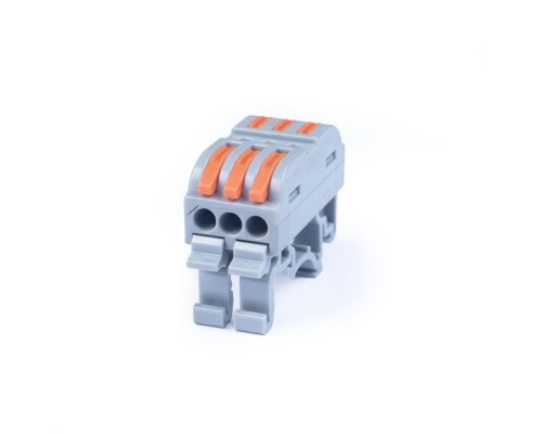 [Cabeus Наконечники и клеммы] Cabeus MX223-3D Клемма соединительная универсальная проходная 3 полюса с рычагом на DIN-рейку 0,08-2,5/4,0 (1шт)