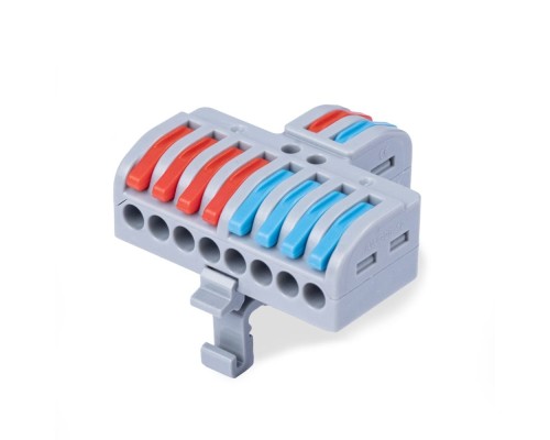 [Cabeus Наконечники и клеммы] Cabeus MX2-8D Клемма соединительная универсальная проходная 2-8 полюса с рычагом на DIN-рейку 0,08-2,5/4,0 (1шт)