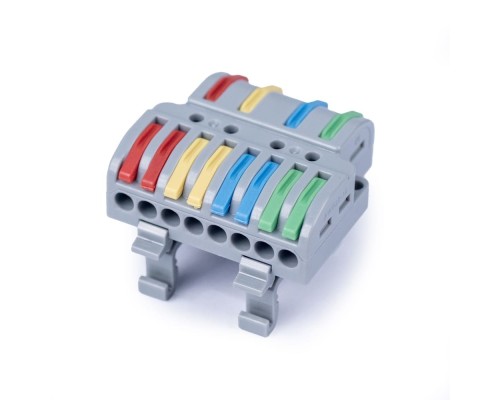 [Cabeus Наконечники и клеммы] Cabeus MX4-8D Клемма соединительная универсальная проходная 4-8 полюса с рычагом на DIN-рейку 0,08-2,5/4,0 (1шт)