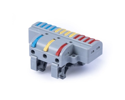 [Cabeus Наконечники и клеммы] Cabeus MX3-12D Клемма соединительная универсальная проходная 3-12 полюса с рычагом на DIN-рейку 0,08-2,5/4,0 (1шт)
