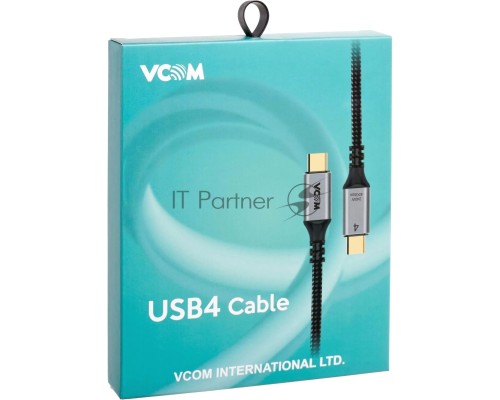 Кабель USB4 TCM--TCM, 5K@60Hz, 40GBps, PD 240W, 5A, VCOM, 1.2м