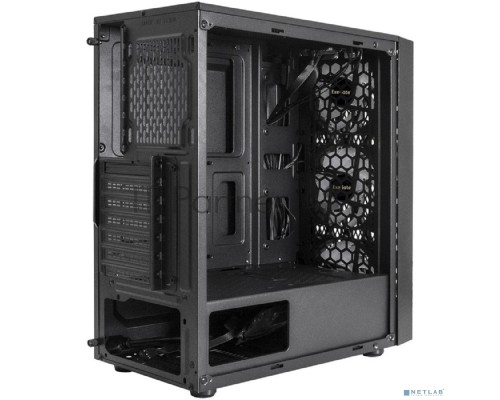 Компьютерный корпус Miditower ExeGate EVO-8243 (ATX, без БП, 2*USB+1*USB3.0, черный, 3 вент. с RGB подсветкой, боковая панель - закаленное стекло)