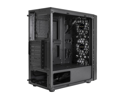 Компьютерный корпус Miditower ExeGate EVO-8243 (ATX, без БП, 2*USB+1*USB3.0, черный, 3 вент. с RGB подсветкой, боковая панель - закаленное стекло)