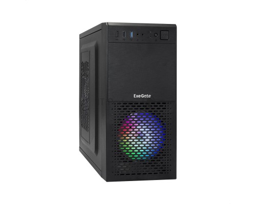 Компьютерный корпус Minitower ExeGate mEVO-7807-NPX400 (mATX, БП 400NPX 12см, 1*USB+1*USB3.0, черный 1x12см с RGB подсветкой)