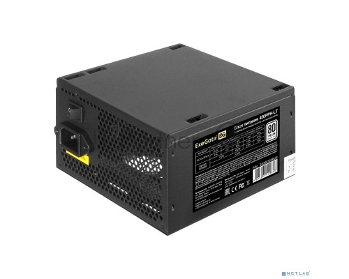 Блок питания 450W ExeGate 80 PLUS® 450PPH-LT-OEM (ATX, APFC, SC, КПД 82% (80 PLUS), 12cm fan, 24pin, (4+4)pin, PCIe, 5xSATA, 3xIDE, black, кабель 220V с защитой от выдергивания, RTL)
