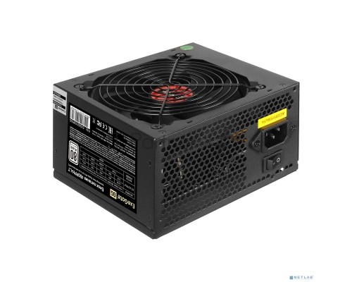 Блок питания 450W ExeGate 80 PLUS® 450PPH-LT (ATX, APFC, SC, КПД 82% (80 PLUS), 12cm fan, 24pin, (4+4)pin, PCIe, 5xSATA, 3xIDE, RTL, black, кабель 220V с защитой от выдергивания)