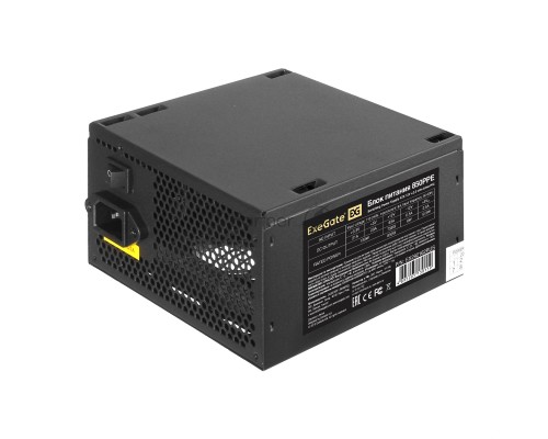 Блок питания 850W ExeGate 850PPE (ATX, APFC, SC, КПД 80% (80 PLUS), 12cm fan, 24pin, 2x(4+4)pin, PCIe, 6xSATA, 3xIDE, black, кабель 220V с защитой от выдергивания)