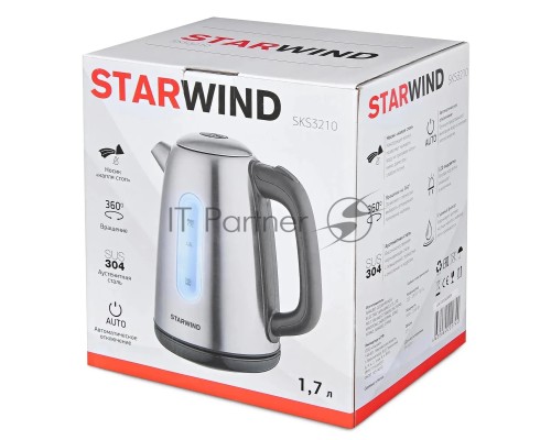 Чайник электрический Starwind SKS3210 1.7л. 2200Вт серебристый (корпус: металл)