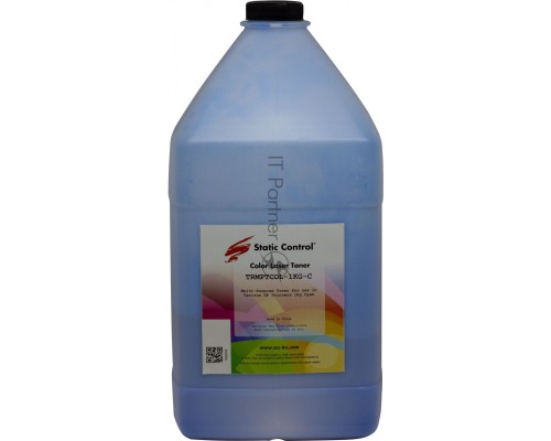Тонер Static Control TRMPTCOL-1KG-C голубой флакон 1000гр. для принтера HP CLJCP1515/ Canon MF8330