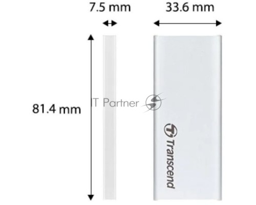 Накопитель External SSD Transcend 250Gb ESD260C <TS250GESD260C> (USB3.1 gen 2, Type C 520/460Mbs, 3D NAND, 81x34x8mm, 33g) Silver