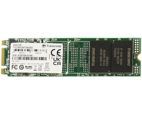 Накопитель SSD M.2 Transcend 250Gb MTS825 <TS250GMTS825S> (SATA3, up to 500/330MBs, 3D NAND, 90TBW, 22x80mm)