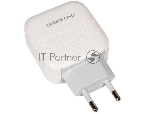 Зарядное устройство BOROFONE BA46A Premium, один порт USB, один порт Type-C, PD, 18W, 5V, 3.0A, белый