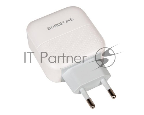 Зарядное устройство BOROFONE BA46A Premium, один порт USB, один порт Type-C, PD, 18W, 5V, 3.0A, белый