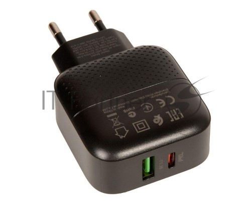 Зарядное устройство BOROFONE BA46A Premium, один порт USB, один порт Type-C, PD, 18W, 5V, 3.0A, черный