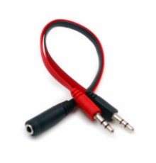 Кабель ACD Кабель-адаптер ACD-JJ3D3-2RB |ACD-JJ3D3-2RB| Комбо Аудио в Микрофон + Аудио, mini Jack F 3.5мм - 2x |ACD-JJ3D3-2RB| mini Jack M 3.5мм, Черно-красный, 0.2м