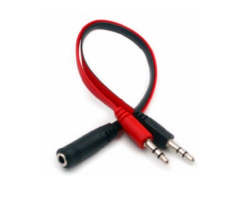 [Контроллер] Кабель ACD Кабель-адаптер ACD-JJ3D3-2RB |ACD-JJ3D3-2RB| Комбо Аудио в Микрофон + Аудио, mini Jack F 3.5мм - 2x |ACD-JJ3D3-2RB| mini Jack M 3.5мм, Черно-красный, 0.2м