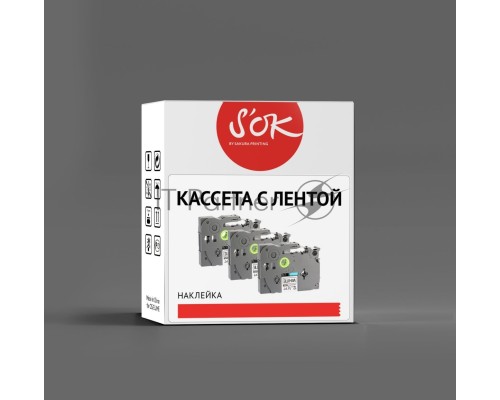 Кассета с лентой Sakura C53S654007 для Epson  LW300/LW400/LW700/LW600P/LW1000P/K400/Z700/Z900, черный на красном, 12мм/8м, пастельная
