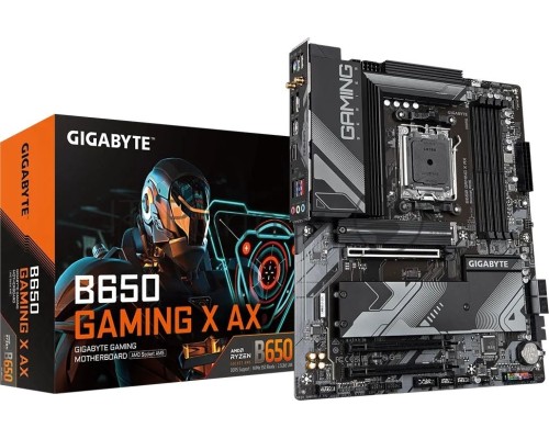 Материнская плата Gigabyte B650 GAMING X AX, Socket AM5, AMD B650, 4xDDR5-5200, HDMI+DP, 3xPCI-Ex16, 4xSATA3(RAID 0/1/10), 3xM.2, 8 Ch Audio, 2.5GLan, WiFi, (2+4)xUSB2.0, (5+2)xUSB3.2, (1+1)xUSB3.2 Type-C™, 1xPS/2, ATX, RTL