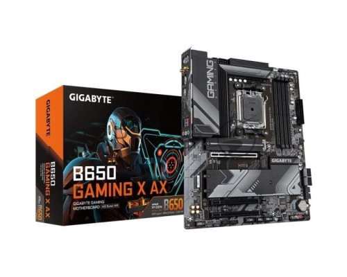 Материнская плата Gigabyte B650 GAMING X AX, Socket AM5, AMD B650, 4xDDR5-5200, HDMI+DP, 3xPCI-Ex16, 4xSATA3(RAID 0/1/10), 3xM.2, 8 Ch Audio, 2.5GLan, WiFi, (2+4)xUSB2.0, (5+2)xUSB3.2, (1+1)xUSB3.2 Type-C™, 1xPS/2, ATX, RTL