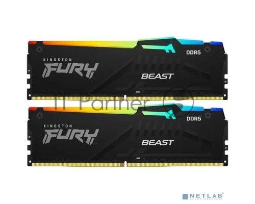 Оперативная память Kingston 16GB 6000MHz DDR5 CL40 DIMM (Kit of 2) FURY Beast RGB