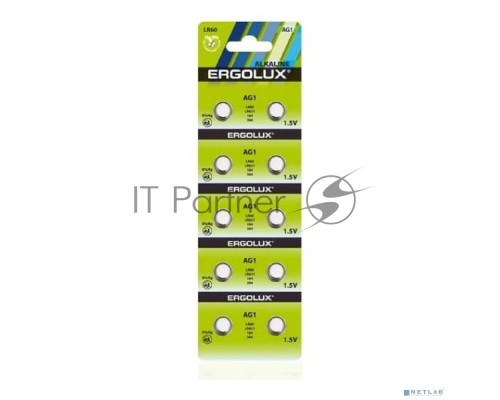 Батарейка для часов Ergolux AG 1  BL-10 (AG1-BP10, LR60 /LR621 /164 /364) (10 шт. в уп-ке)