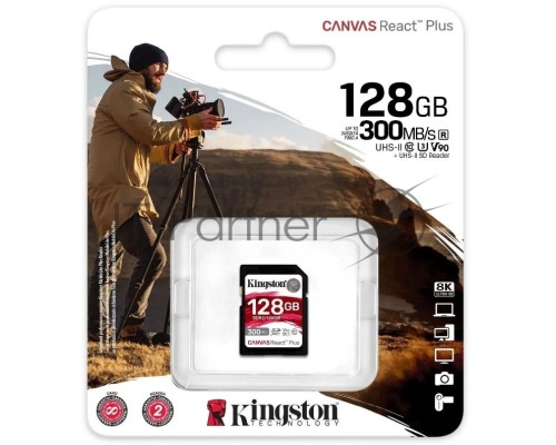 Флеш карта Kingston 128GB Canvas React Plus SDXC UHS-II 300R/260W U3 V90