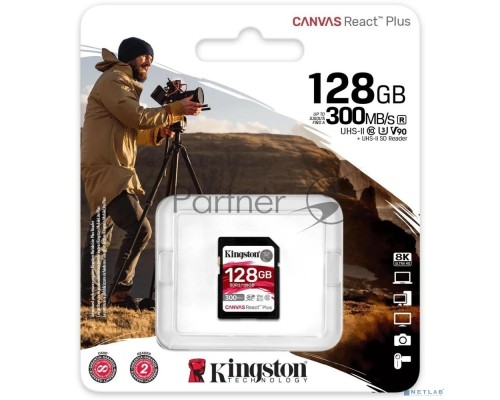 Флеш карта Kingston 128GB Canvas React Plus SDXC UHS-II 300R/260W U3 V90