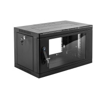 ЦМО Шкаф телекоммуникационный настенный сварной 6U (600 x 350) съёмные стенки, дверь стекло, чёрный, ШРН-6.350-9005