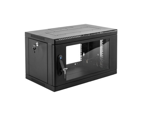 [Монтажное оборудование] ЦМО Шкаф телекоммуникационный настенный сварной 6U (600 x 350) съёмные стенки, дверь стекло, чёрный, ШРН-6.350-9005